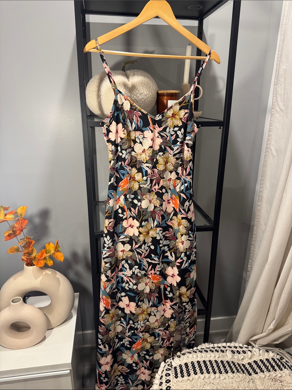 083. Floral Slip Maxi Dress - Black with Multicolor Floral